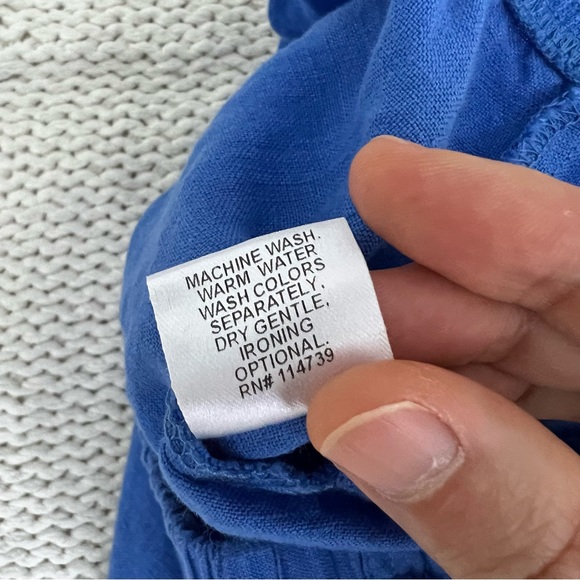 Flax Blue Wide Leg Pants Relaxed Fit - Picture 7 of 12